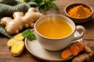 Leia mais sobre o artigo Chá de Gengibre com Cúrcuma para as Articulações: Como Fazer